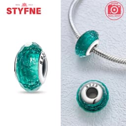 Real Sterling Silver 925 Flower Charms Glass New Original Bead Colorful Murano Fit Original Bracelet DIY for Women Jewelry Gifts