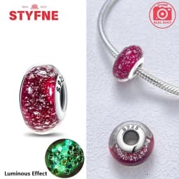 Real Sterling Silver 925 Flower Charms Glass New Original Bead Colorful Murano Fit Original Bracelet DIY for Women Jewelry Gifts