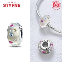 Real Sterling Silver 925 Flower Charms Glass New Original Bead Colorful Murano Fit Original Bracelet DIY for Women Jewelry Gifts