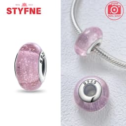 Real Sterling Silver 925 Flower Charms Glass New Original Bead Colorful Murano Fit Original Bracelet DIY for Women Jewelry Gifts