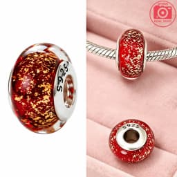 Real Sterling Silver 925 Flower Charms Glass New Original Bead Colorful Murano Fit Original Bracelet DIY for Women Jewelry Gifts