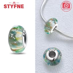 Real Sterling Silver 925 Flower Charms Glass New Original Bead Colorful Murano Fit Original Bracelet DIY for Women Jewelry Gifts