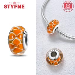 Real Sterling Silver 925 Flower Charms Glass New Original Bead Colorful Murano Fit Original Bracelet DIY for Women Jewelry Gifts
