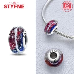 Real Sterling Silver 925 Flower Charms Glass New Original Bead Colorful Murano Fit Original Bracelet DIY for Women Jewelry Gifts