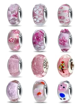 Real Sterling Silver 925 Flower Charms Glass New Original Bead Colorful Murano Fit Original Bracelet DIY for Women Jewelry Gifts