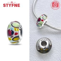 Real Sterling Silver 925 Flower Charms Glass New Original Bead Colorful Murano Fit Original Bracelet DIY for Women Jewelry Gifts