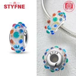 Real Sterling Silver 925 Flower Charms Glass New Original Bead Colorful Murano Fit Original Bracelet DIY for Women Jewelry Gifts