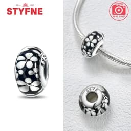 Real Sterling Silver 925 Flower Charms Glass New Original Bead Colorful Murano Fit Original Bracelet DIY for Women Jewelry Gifts