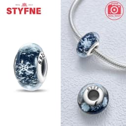 Real Sterling Silver 925 Flower Charms Glass New Original Bead Colorful Murano Fit Original Bracelet DIY for Women Jewelry Gifts
