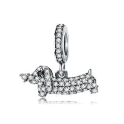 WOSTU Dog Charms Pendant 925 Sterling Silver Zirconia Animal Pooch Doggy Bulldog Beads Fit Original Bracelet Pendant DIY Jewelry