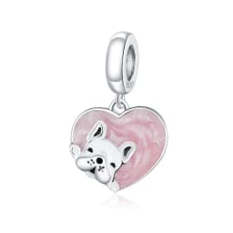 WOSTU Dog Charms Pendant 925 Sterling Silver Zirconia Animal Pooch Doggy Bulldog Beads Fit Original Bracelet Pendant DIY Jewelry