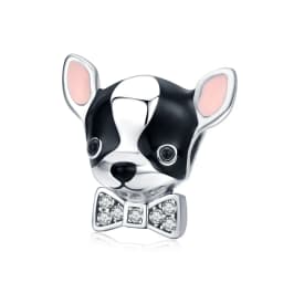 WOSTU Dog Charms Pendant 925 Sterling Silver Zirconia Animal Pooch Doggy Bulldog Beads Fit Original Bracelet Pendant DIY Jewelry