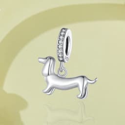 WOSTU Dog Charms Pendant 925 Sterling Silver Zirconia Animal Pooch Doggy Bulldog Beads Fit Original Bracelet Pendant DIY Jewelry