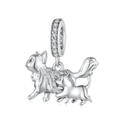 WOSTU Dog Charms Pendant 925 Sterling Silver Zirconia Animal Pooch Doggy Bulldog Beads Fit Original Bracelet Pendant DIY Jewelry