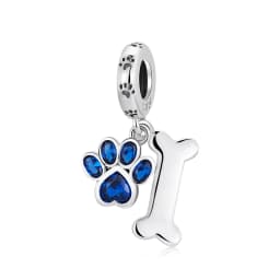 WOSTU Dog Charms Pendant 925 Sterling Silver Zirconia Animal Pooch Doggy Bulldog Beads Fit Original Bracelet Pendant DIY Jewelry