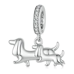 WOSTU Dog Charms Pendant 925 Sterling Silver Zirconia Animal Pooch Doggy Bulldog Beads Fit Original Bracelet Pendant DIY Jewelry