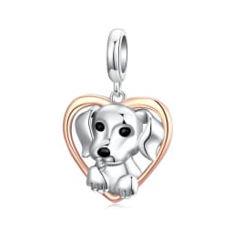 WOSTU Dog Charms Pendant 925 Sterling Silver Zirconia Animal Pooch Doggy Bulldog Beads Fit Original Bracelet Pendant DIY Jewelry