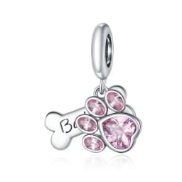 WOSTU Dog Charms Pendant 925 Sterling Silver Zirconia Animal Pooch Doggy Bulldog Beads Fit Original Bracelet Pendant DIY Jewelry
