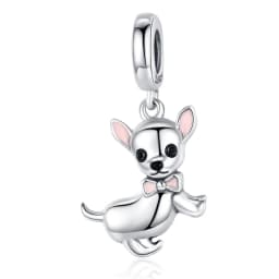 WOSTU Dog Charms Pendant 925 Sterling Silver Zirconia Animal Pooch Doggy Bulldog Beads Fit Original Bracelet Pendant DIY Jewelry