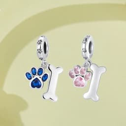 WOSTU Dog Charms Pendant 925 Sterling Silver Zirconia Animal Pooch Doggy Bulldog Beads Fit Original Bracelet Pendant DIY Jewelry