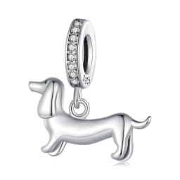 WOSTU Dog Charms Pendant 925 Sterling Silver Zirconia Animal Pooch Doggy Bulldog Beads Fit Original Bracelet Pendant DIY Jewelry
