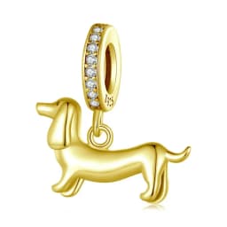 WOSTU Dog Charms Pendant 925 Sterling Silver Zirconia Animal Pooch Doggy Bulldog Beads Fit Original Bracelet Pendant DIY Jewelry
