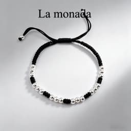 La Monada 14-22 Silver Bead Black Thread For Hand 999 Sterling Silver Bracelet Thread String Rope Bracelets For Women Silver 925