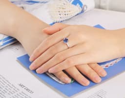 Nano Tanzanite Rings 925 Sterling Silver Ring 7mm Cushion Zircon Elegant Woman Rings