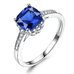 Nano Tanzanite Rings 925 Sterling Silver Ring 7mm Cushion Zircon Elegant Woman Rings