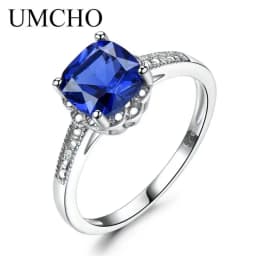 Nano Tanzanite Rings 925 Sterling Silver Ring 7mm Cushion Zircon Elegant Woman Rings