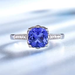 Nano Tanzanite Rings 925 Sterling Silver Ring 7mm Cushion Zircon Elegant Woman Rings