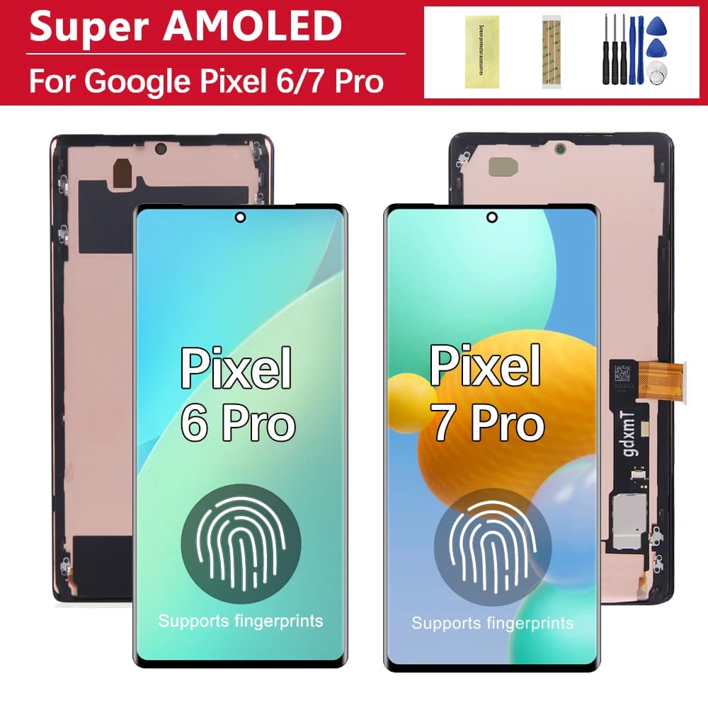 6.7'' Super AMOLED For Google Pixel 7 Pro GP4BC Lcd Display Digital Touch Screen Replacement For Google Pixel 6 Pro GLUOG Screen
