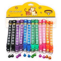 12Pcs Wholesale Mix Color Anti-Lost Dog Collars Pet Cat Puppy Buckle Collar with Bell 6 Colors Footprint