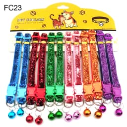 12Pcs Wholesale Mix Color Anti-Lost Dog Collars Pet Cat Puppy Buckle Collar with Bell 6 Colors Footprint