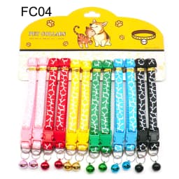 12Pcs Wholesale Mix Color Anti-Lost Dog Collars Pet Cat Puppy Buckle Collar with Bell 6 Colors Footprint