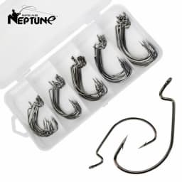 50pcs Crank Hook Set 8#-3/0 Fishing Hooks Saltwater Soft Worm Lure Wide Gap Offset Fishhook Jig Fish Hook For Carp Pike with Box