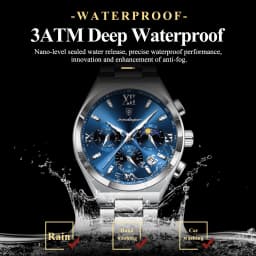 POEDAGAR Fashion Functional Man Wristwatch Luminous Week Date Business Watch For Men Stainless Steel Sports Men's Quartz Watches