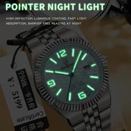 BINBOND Top Business Men's Watches Stainless Steel Textured Luminous Dial Leisure Quartz Watch Waterproof Outdoor Sports Watch