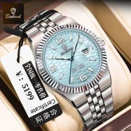 BINBOND Top Business Men's Watches Stainless Steel Textured Luminous Dial Leisure Quartz Watch Waterproof Outdoor Sports Watch
