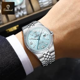 BINBOND Top Business Men's Watches Stainless Steel Textured Luminous Dial Leisure Quartz Watch Waterproof Outdoor Sports Watch