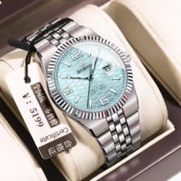 BINBOND Top Business Men's Watches Stainless Steel Textured Luminous Dial Leisure Quartz Watch Waterproof Outdoor Sports Watch