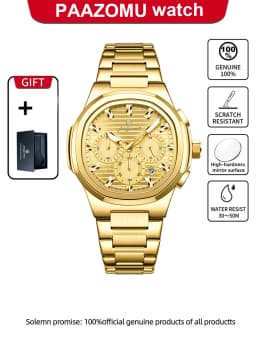 PAAZOMU Fashion Brand Man Wristwatch Waterproof Stainless Steel Luminous Men Watch Chronograph Date Luxury Quartz Men's Watches