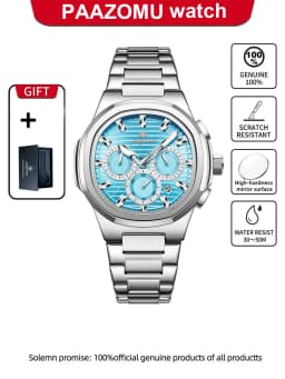 PAAZOMU Fashion Brand Man Wristwatch Waterproof Stainless Steel Luminous Men Watch Chronograph Date Luxury Quartz Men's Watches