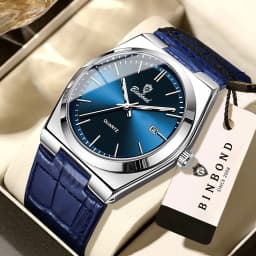 BINBOND Luxury Quartz Wristwatches Luminous Waterproof Auto Date Men's Watch Business Sport Fashion Casual Reloj Leather Clock