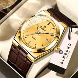 BINBOND Luxury Quartz Wristwatches Luminous Waterproof Auto Date Men's Watch Business Sport Fashion Casual Reloj Leather Clock