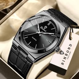 BINBOND Luxury Quartz Wristwatches Luminous Waterproof Auto Date Men's Watch Business Sport Fashion Casual Reloj Leather Clock