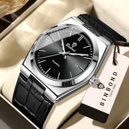 BINBOND Luxury Quartz Wristwatches Luminous Waterproof Auto Date Men's Watch Business Sport Fashion Casual Reloj Leather Clock