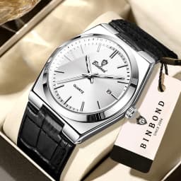 BINBOND Luxury Quartz Wristwatches Luminous Waterproof Auto Date Men's Watch Business Sport Fashion Casual Reloj Leather Clock