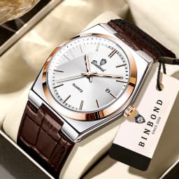 BINBOND Luxury Quartz Wristwatches Luminous Waterproof Auto Date Men's Watch Business Sport Fashion Casual Reloj Leather Clock