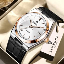 BINBOND Luxury Quartz Wristwatches Luminous Waterproof Auto Date Men's Watch Business Sport Fashion Casual Reloj Leather Clock
